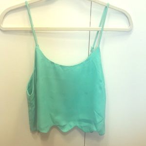 LA Hearts mint scalloped crop tank